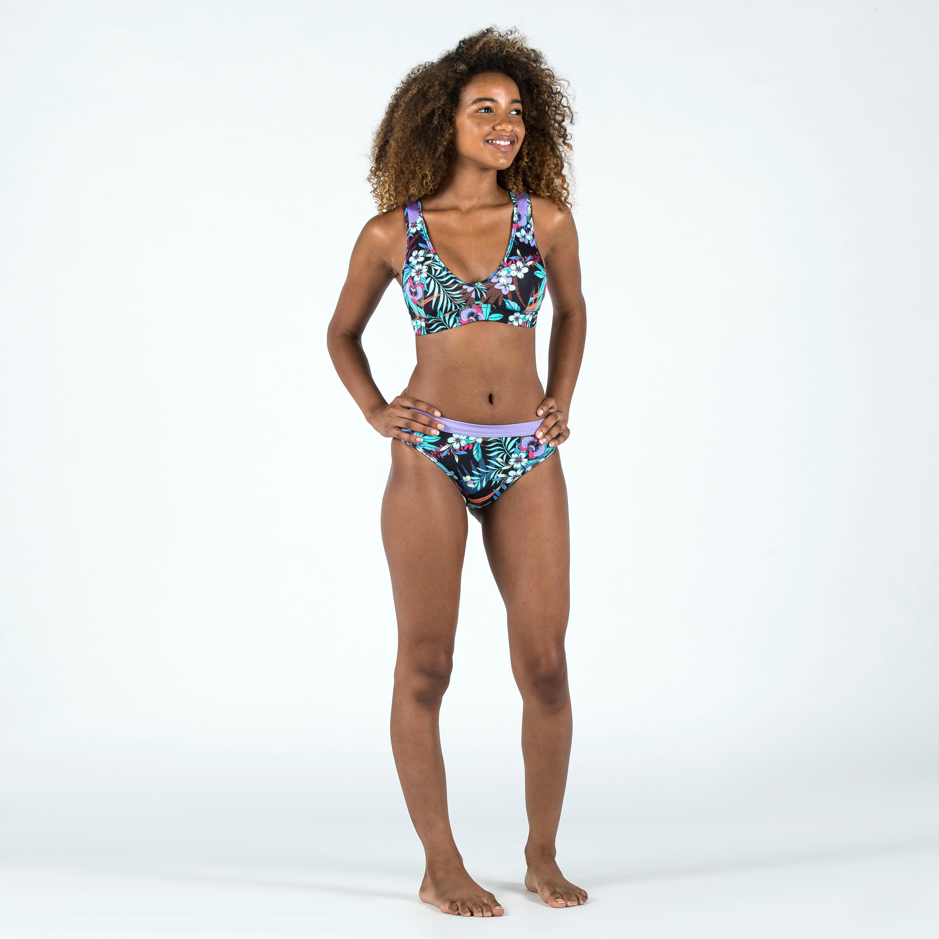 Bikini-Hose Mädchen - 900 Buddy violett/türkis 6/8