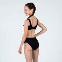 Girl's textured swimsuit crop top - 500 Lana black