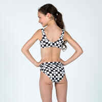Girl's textured swimsuit bottoms - 500 Bao chequered black
