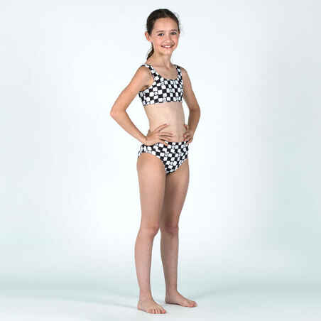 Girl's textured swimsuit bottoms - 500 Bao chequered black