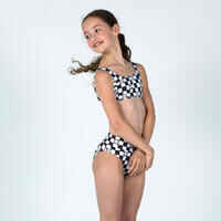 Girl's textured swimsuit bottoms - 500 Bao chequered black