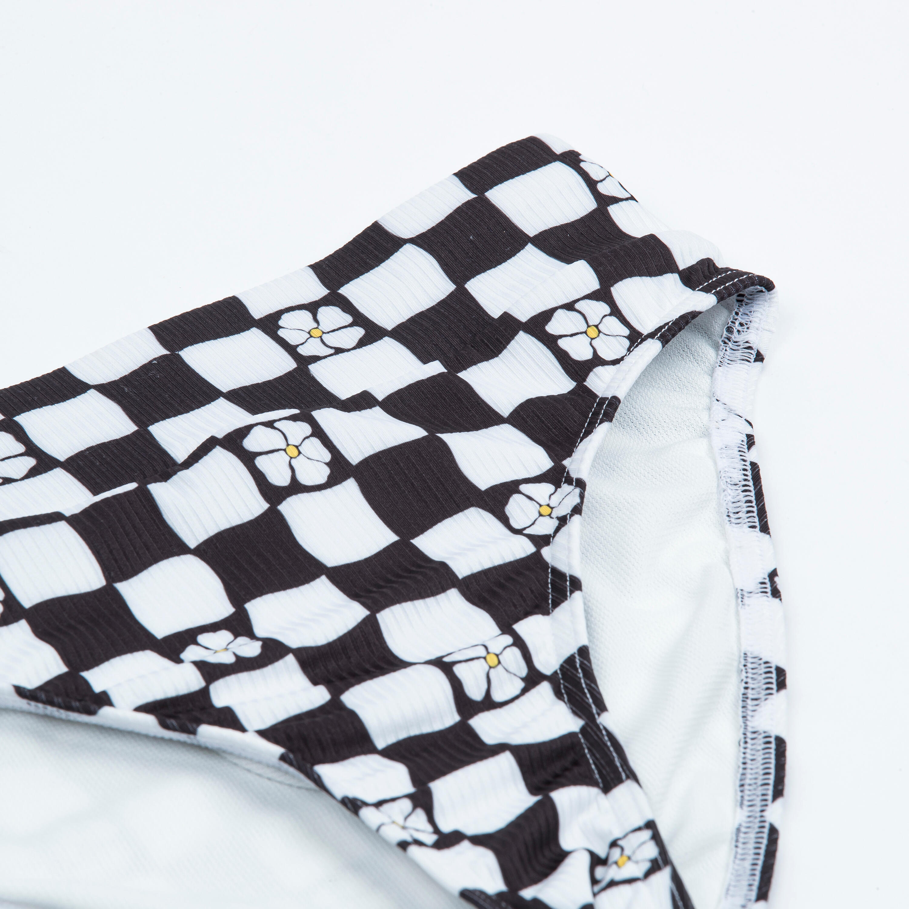 Girl's textured swimsuit bottoms - 500 Bao chequered black 4/5