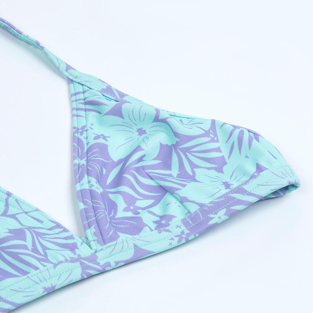 Dvodijelni kupaći kostim za djevojčice 100 Tania tropical ljubičasto-plavi