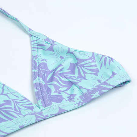 Girl's 2-piece swimsuit - 100 Tania tropical purple blue