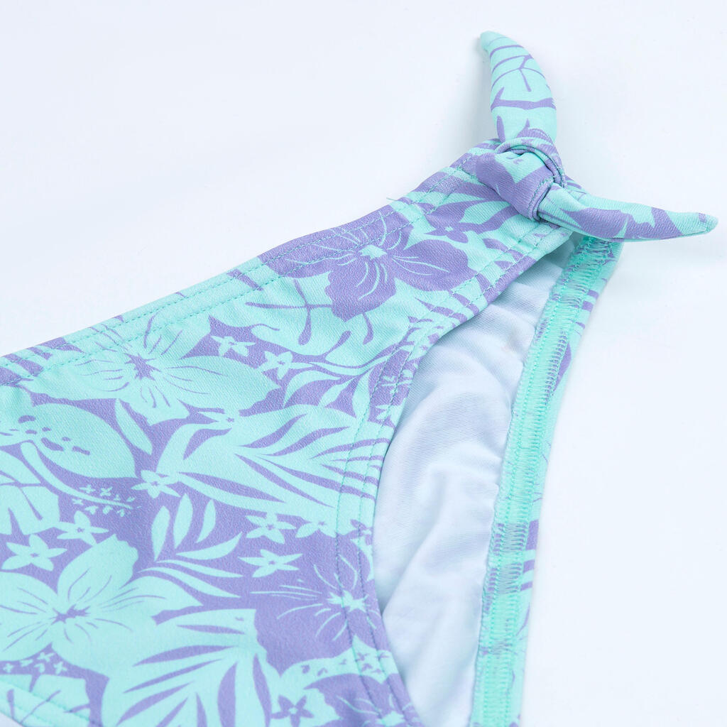 Dvodijelni kupaći kostim za djevojčice 100 Tania tropical ljubičasto-plavi