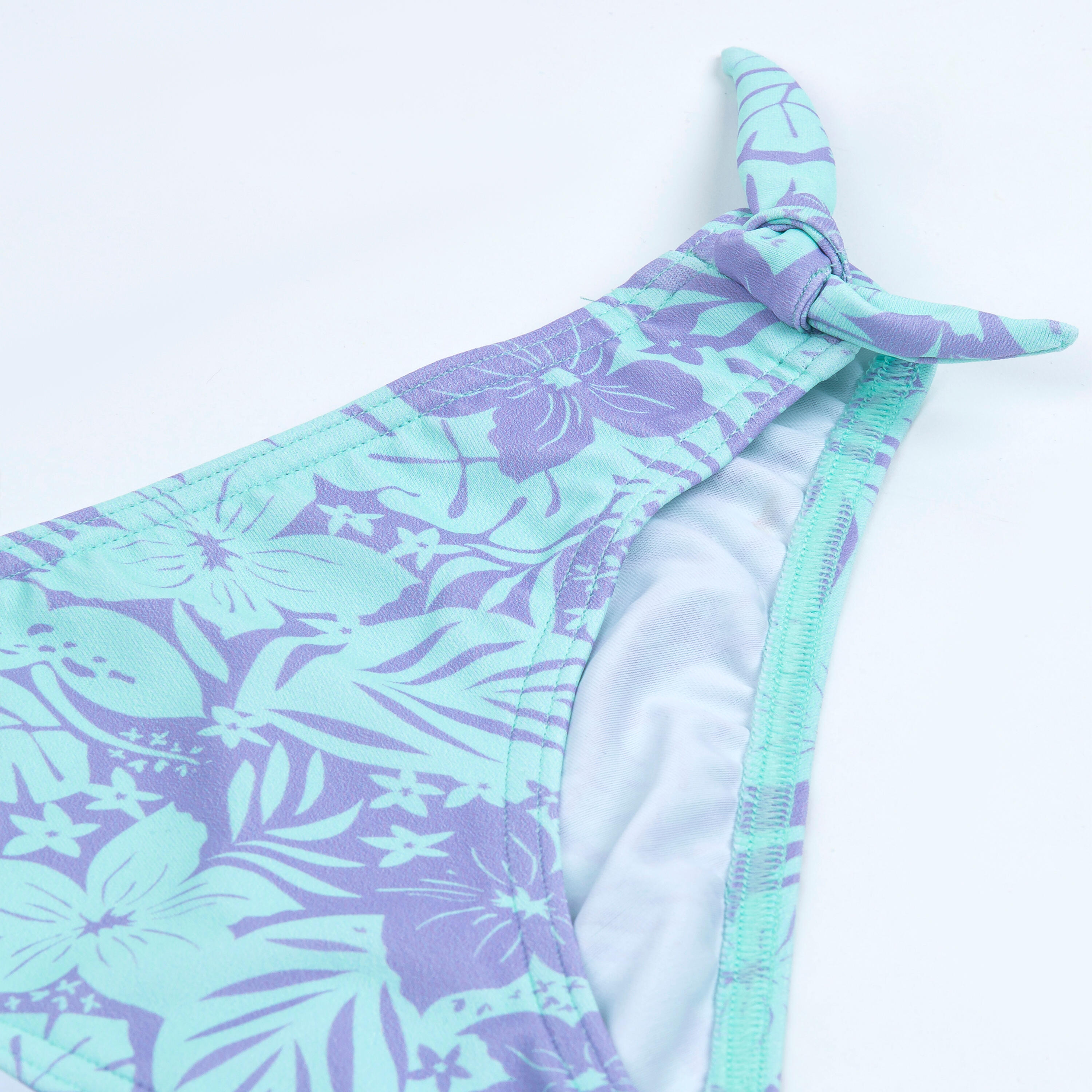 Girl's 2-piece swimsuit - 100 Tania tropical purple blue 5/5