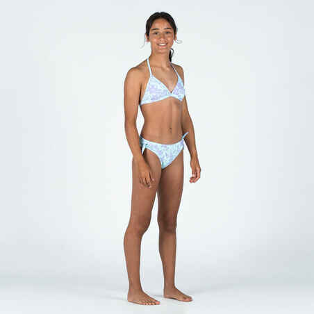 Girl's 2-piece swimsuit - 100 Tania tropical purple blue