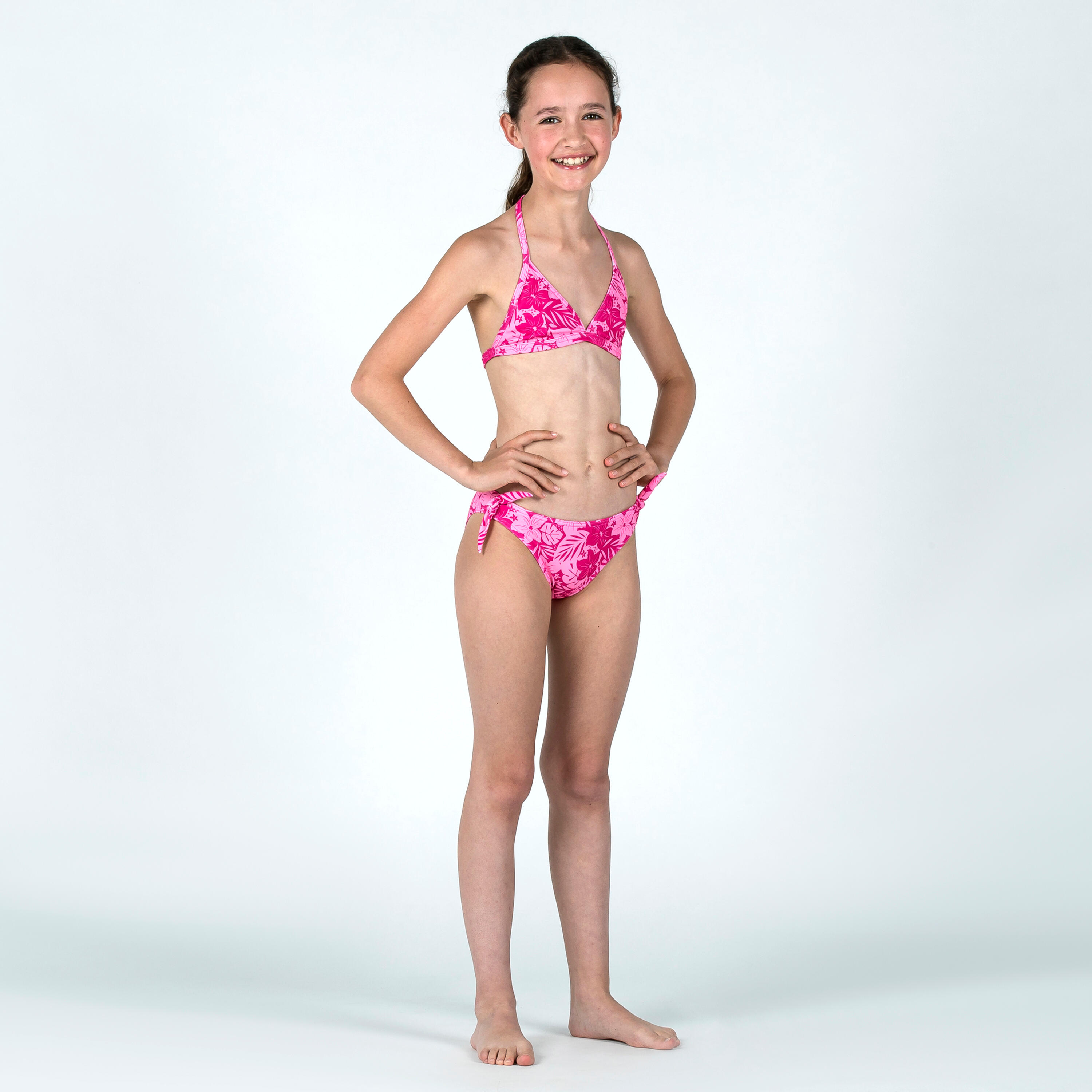 Bikini voor meisjes 100 Tania tropical roze 2/5