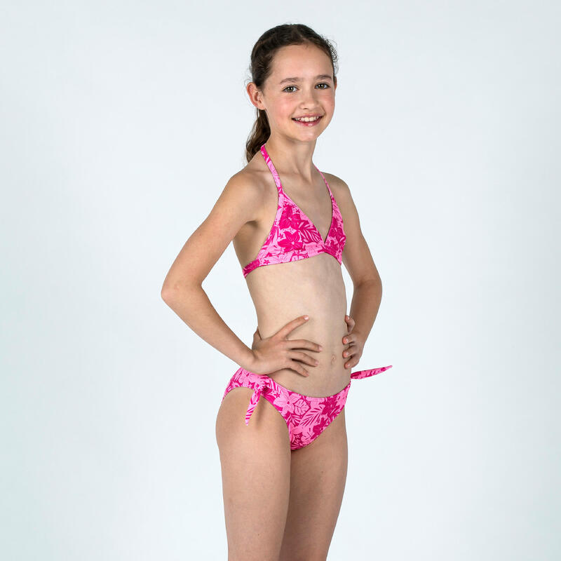 Maillot de bain 2 pièces Fille - 100 Tania tropical rose