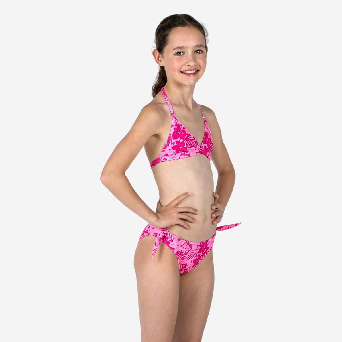 Maillot de bain 2 pièces Fille - 100 Tania tropical rose
