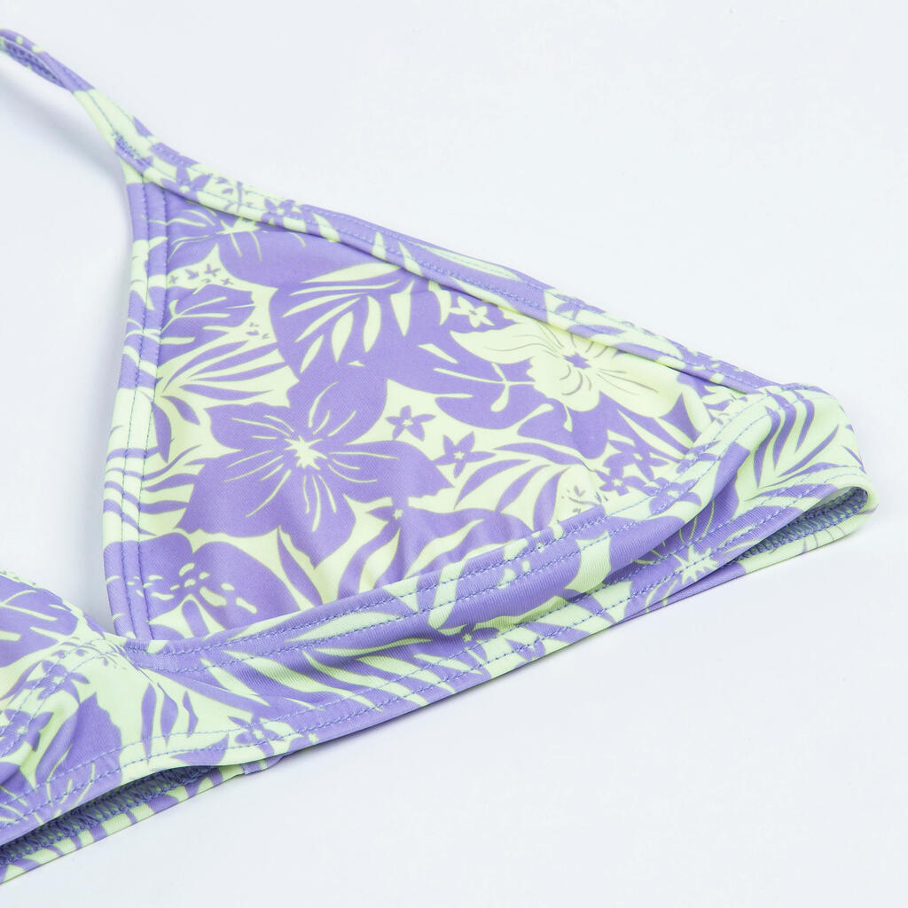 Girl's 2-piece swimsuit - 100 Tania tropical purple blue