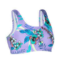 Girl's textured swimsuit bra top - 500 Lana orchid purple