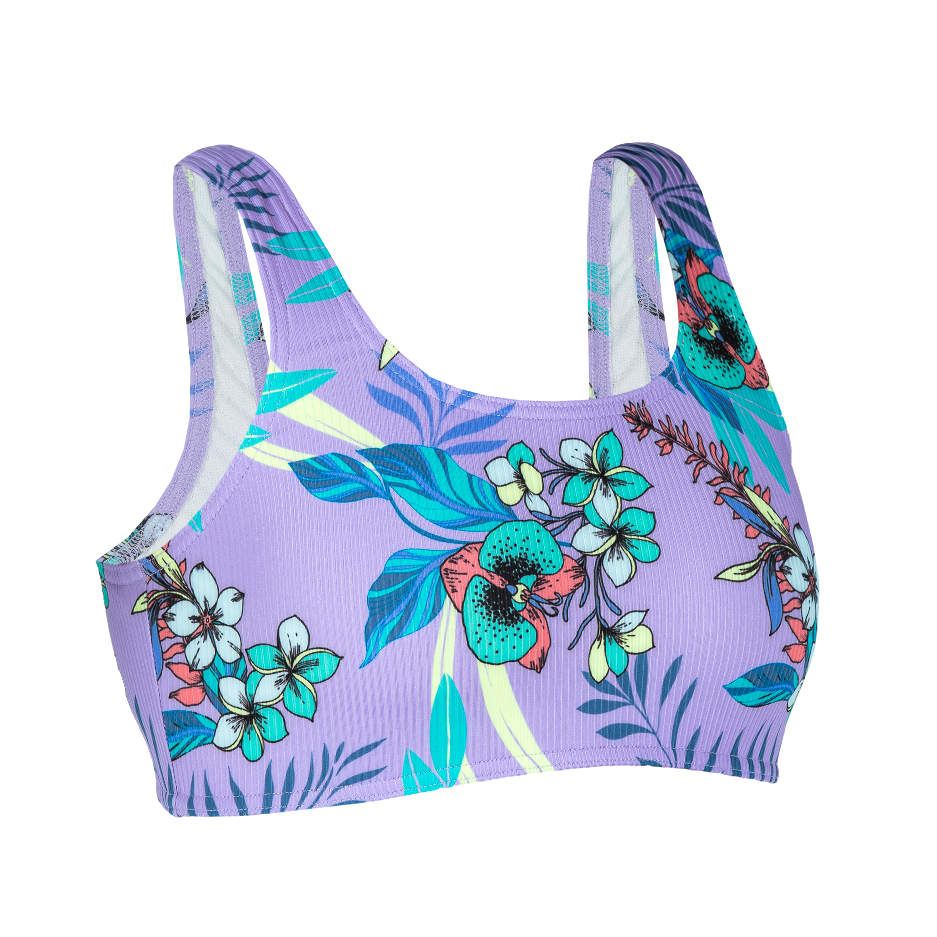 Girl's textured swimsuit bra top - 500 Lana orchid purple 1/5