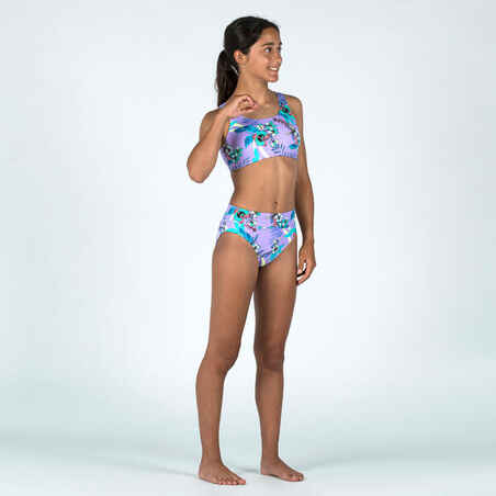 Girl's textured swimsuit bottoms - 500 Bao orchid purple