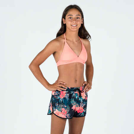 Girl's scarf swimsuit top - 100 Tami coral