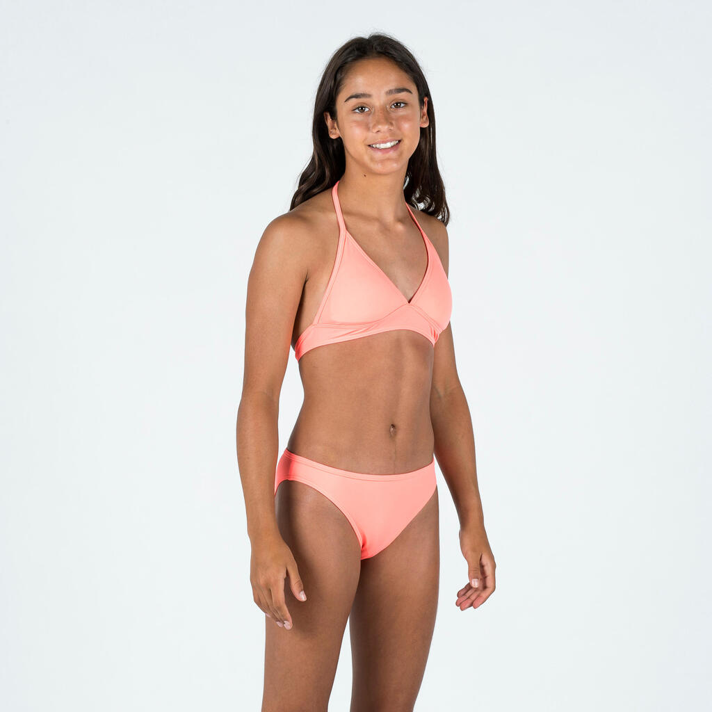 Girl's scarf swimsuit top - 100 Tami coral