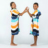 Kids' Surf Poncho 110 to 135 cm - 500 Wavy orange blue