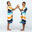 Kinderponcho voor surfen 500 Wavy oranje/blauw 110 tot 135 cm