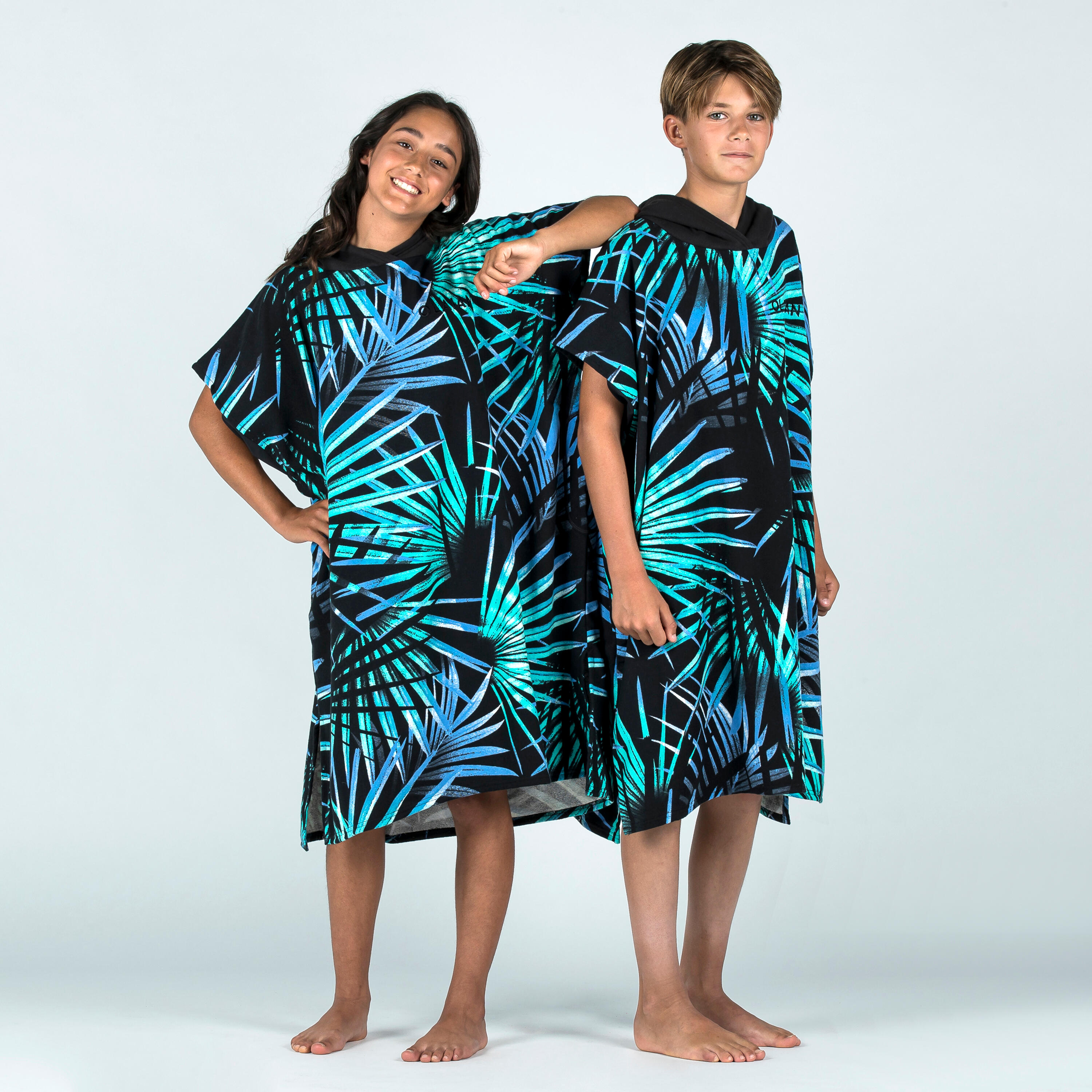 Kids' surf Poncho 135 to 160 cm - 550 Lumi palm turquoise 6/6