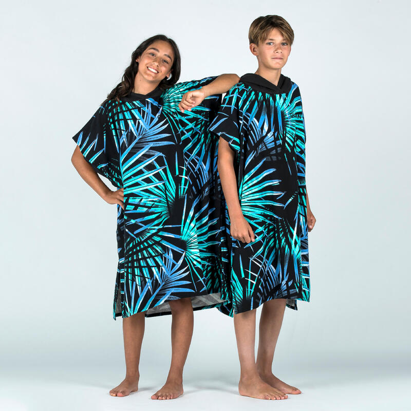 Poncho surf Enfant 135 à 160 cm - 550 Lumi palm turquoise