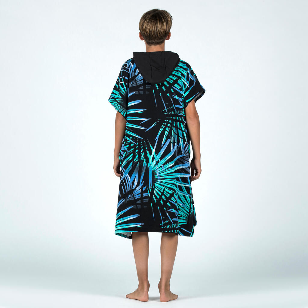 Kids' Surf Poncho 135 to 160 cm - 550 Lumi palm turquoise