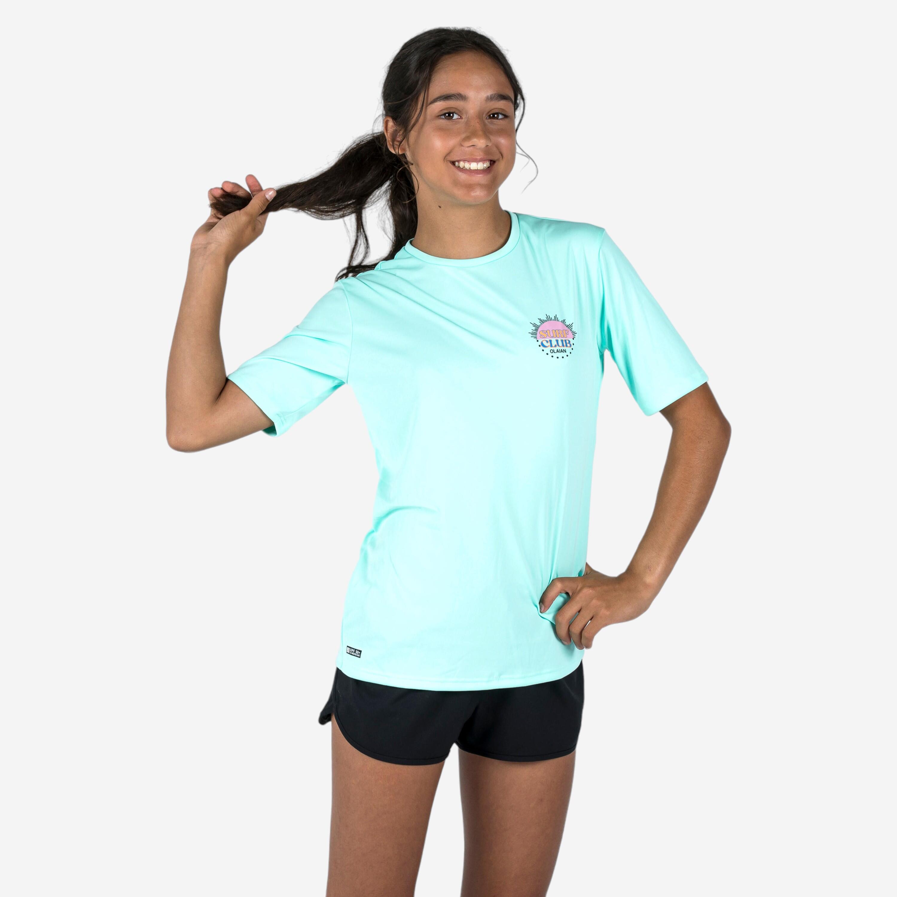 Kids anti-UV short-sleeved t-shirt - 100 Sunset vibes turquoise-image-7
