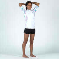 Girl's anti-UV short-sleeved T-shirt - 500 Palm white