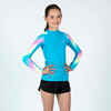 Meiteņu UV aizsardzības garpiedurkņu T krekls “500”, tirkīza/varavīksnes