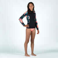Girls’ anti-UV long-sleeved T-shirt - 500 Shiso black