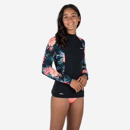 Tee shirt anti uv manches longues fille - 500 shiso noir