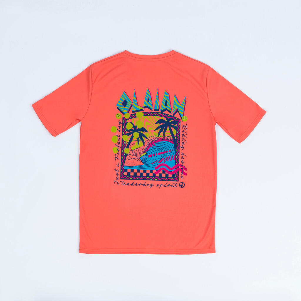 UV-Shirt kurzarm Kinder - 100 orange Print