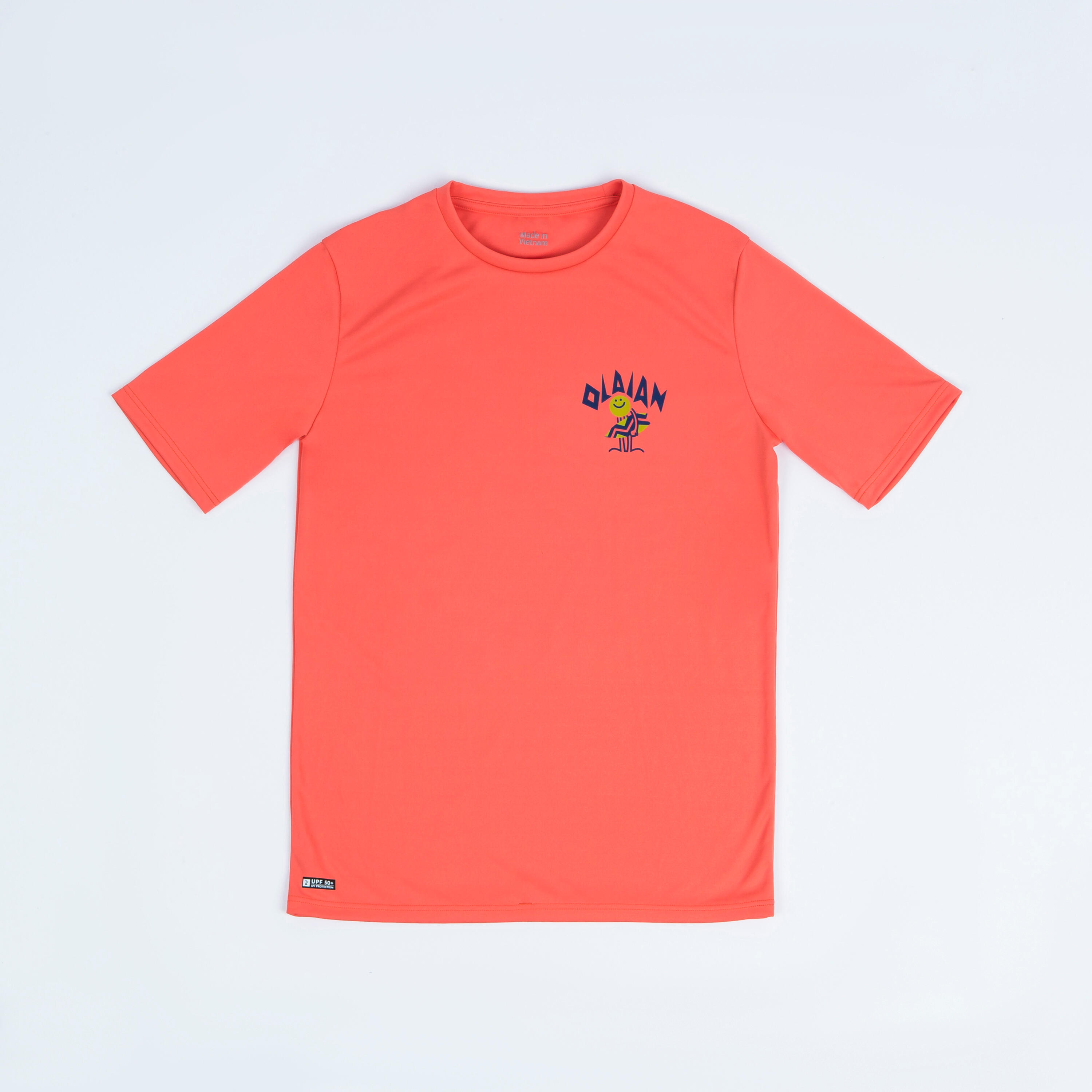 Uv-werend zwemshirt voor kinderen korte mouwen 100 Graph oranje 4/5