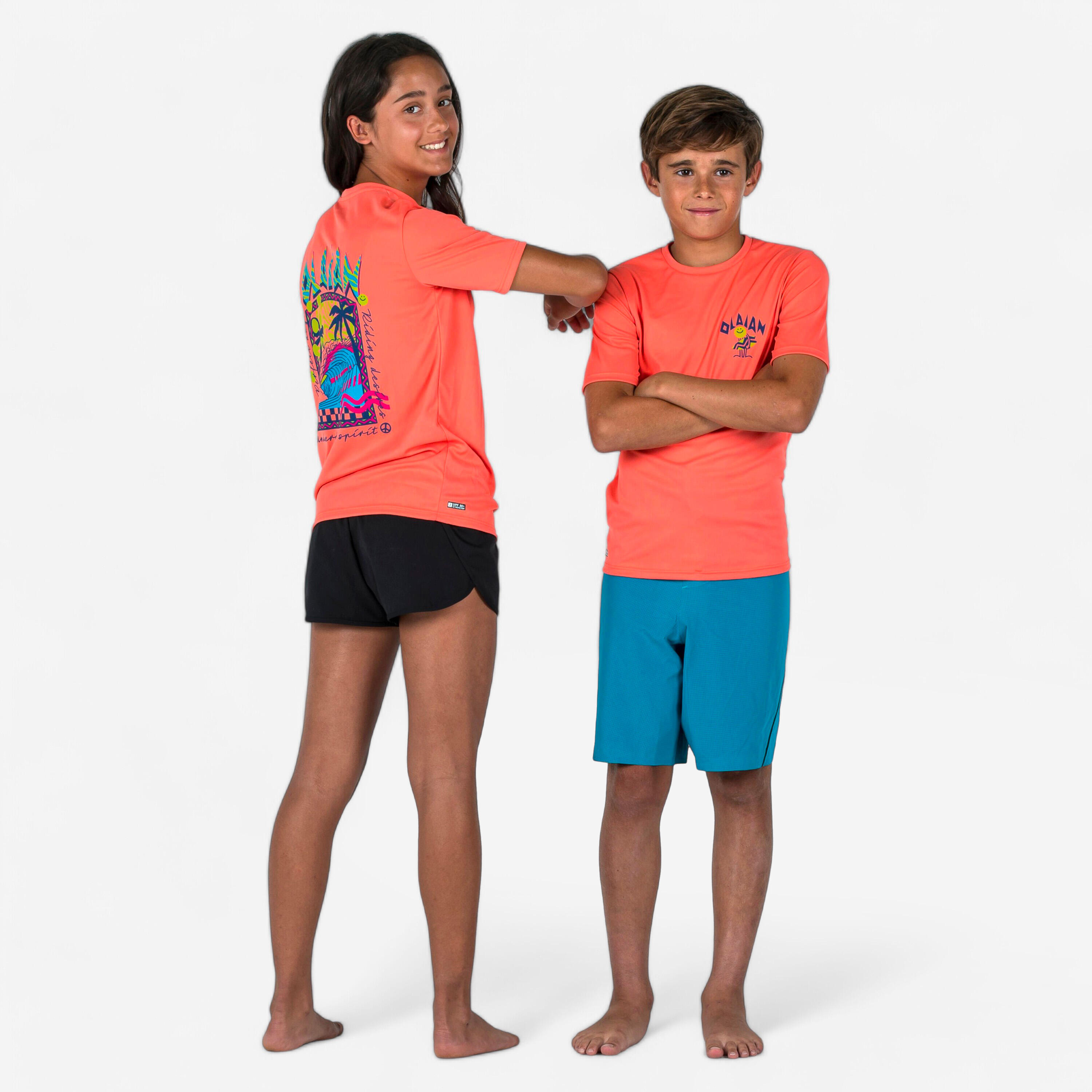 Kid’s short-sleeved anti-UV T-Shirt - 100 Graph orange