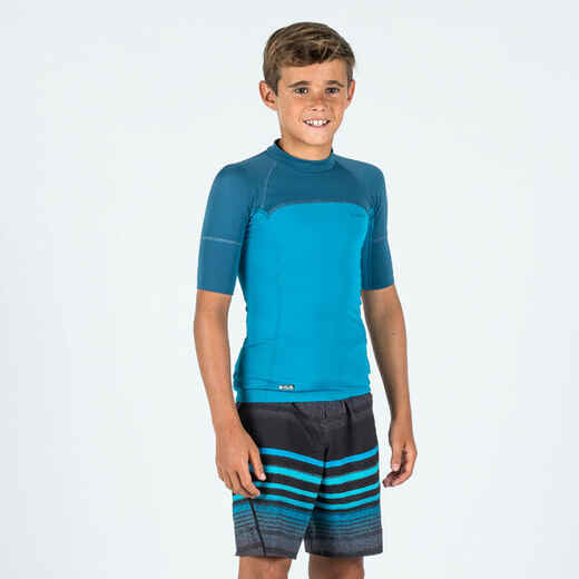 
      Boy's surfing anti-UV short-sleeved T-shirt - 500 - blue
  