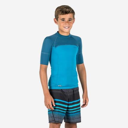 Tee shirt anti uv manches courtes garçon - 500 surf bleu