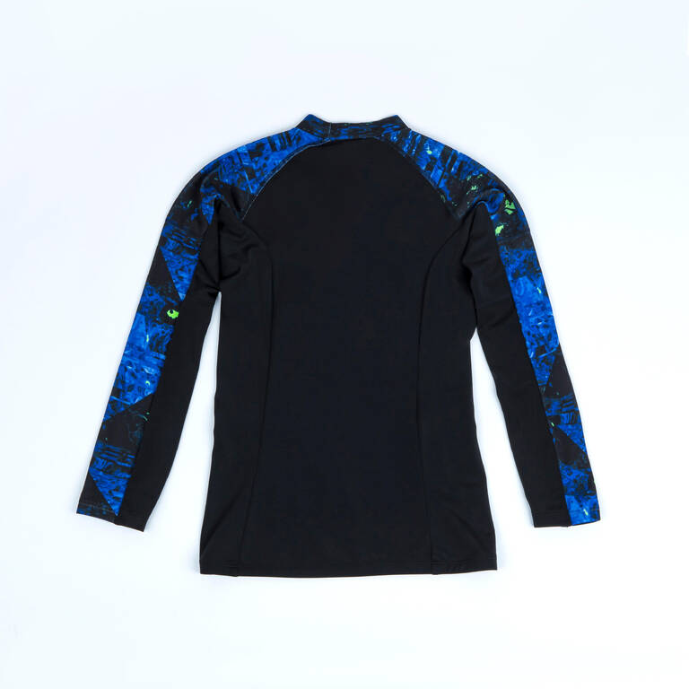 Boy's long-sleeved anti-UV T-shirt - 500 Vortex black