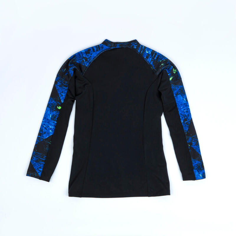 Uv-werende rashguard met lange mouwen voor jongens 500 Vortex zwart