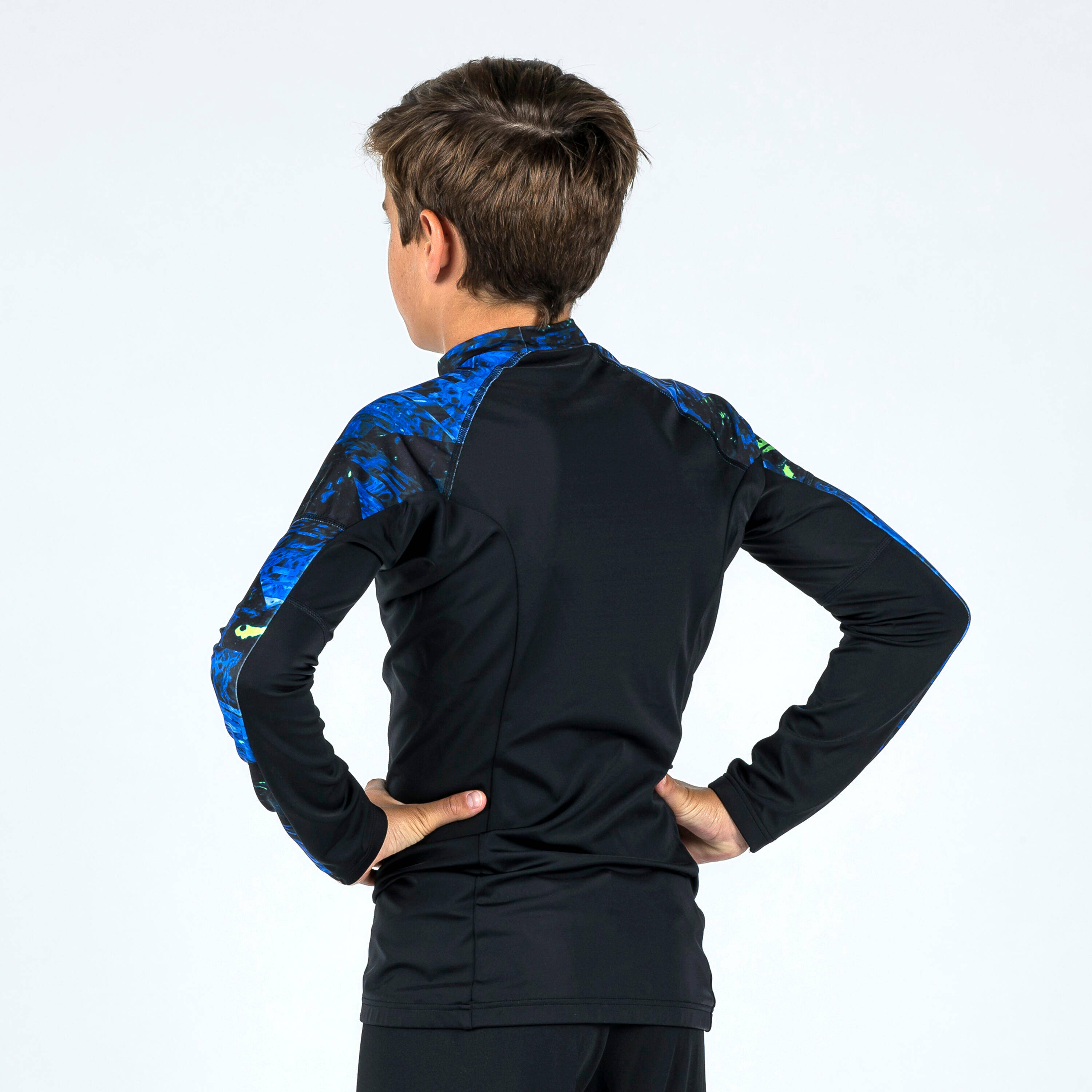 Boy's long-sleeved anti-UV T-shirt - 500 Vortex black -  5