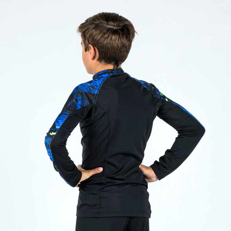 Uv-werende rashguard met lange mouwen voor jongens 500 Vortex zwart