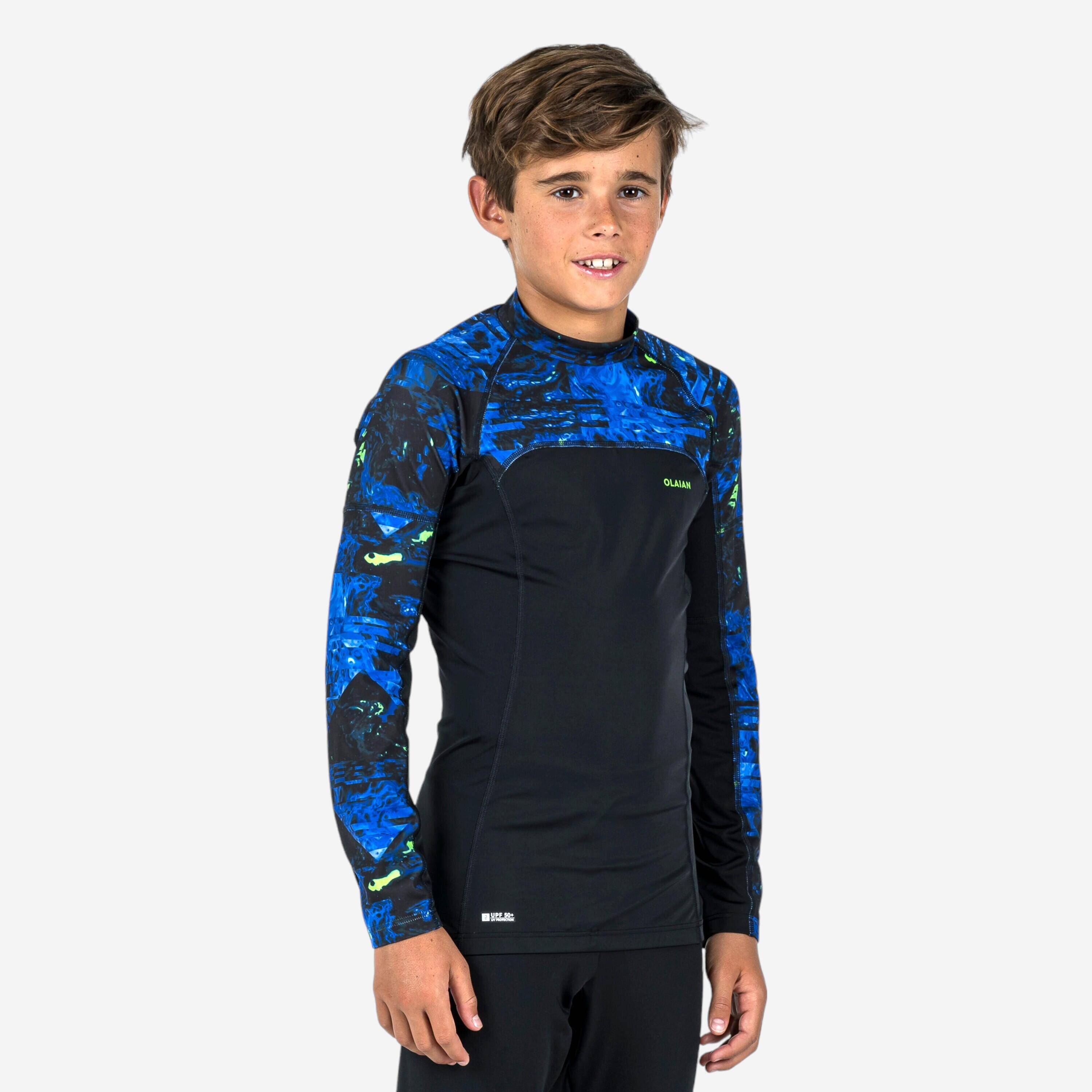 Boy's long-sleeved anti-UV T-shirt - 500 Vortex black -  1