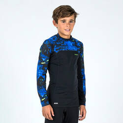 Boy's long-sleeved anti-UV T-shirt - 500 Vortex black