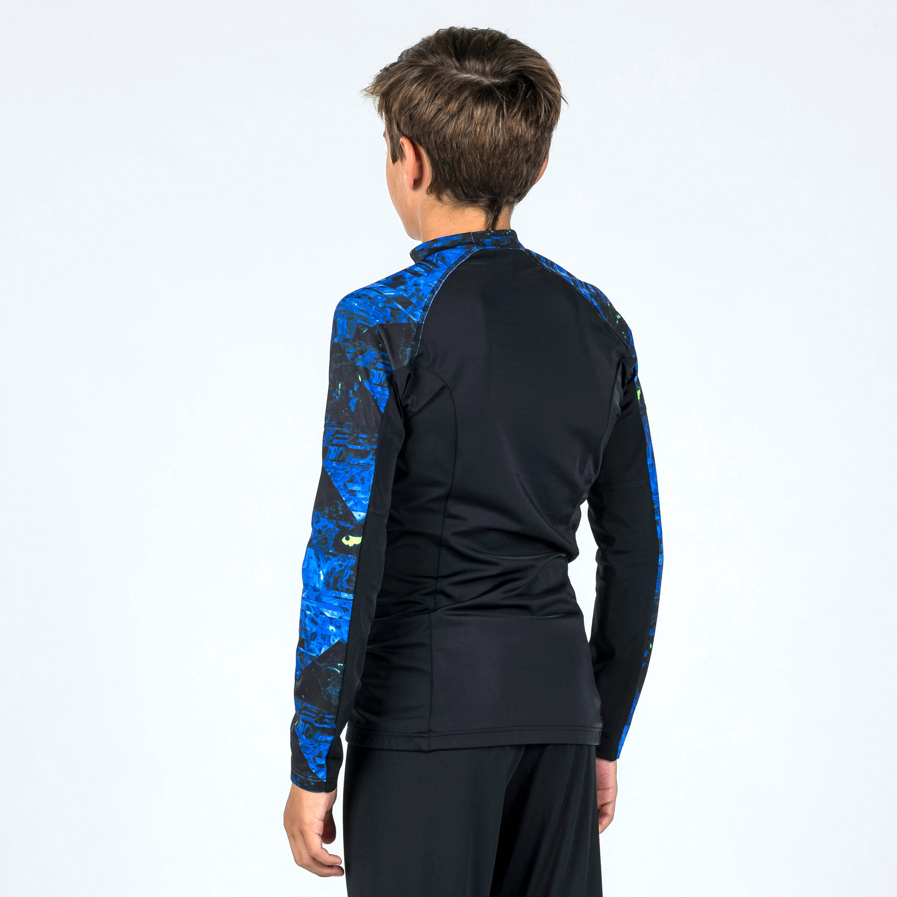 Boy's long-sleeved anti-UV T-shirt - 500 Vortex black -  4