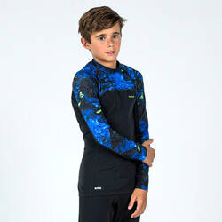 Boy's long-sleeved anti-UV T-shirt - 500 Vortex black