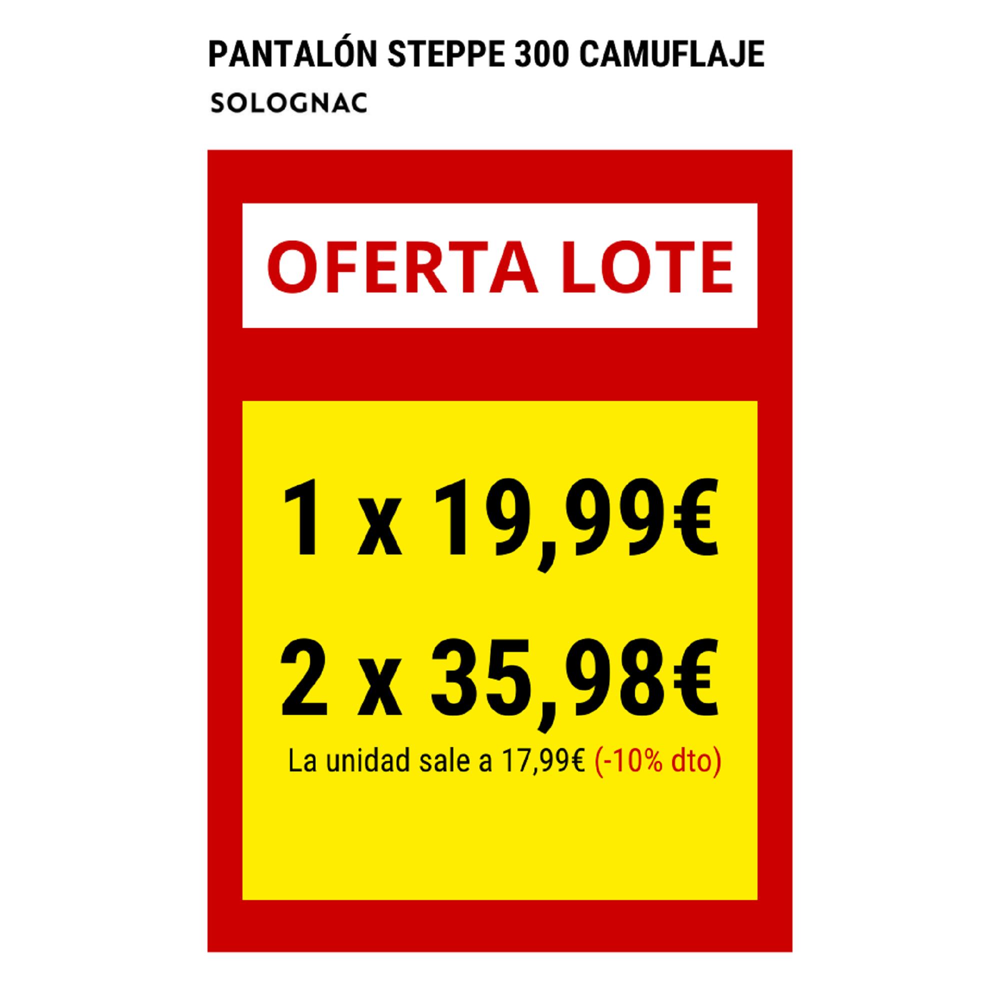Pantalón Cargo Hombre Solognac Steppe 300 Camuflaje  Woodland Gris Resistente 12/28
