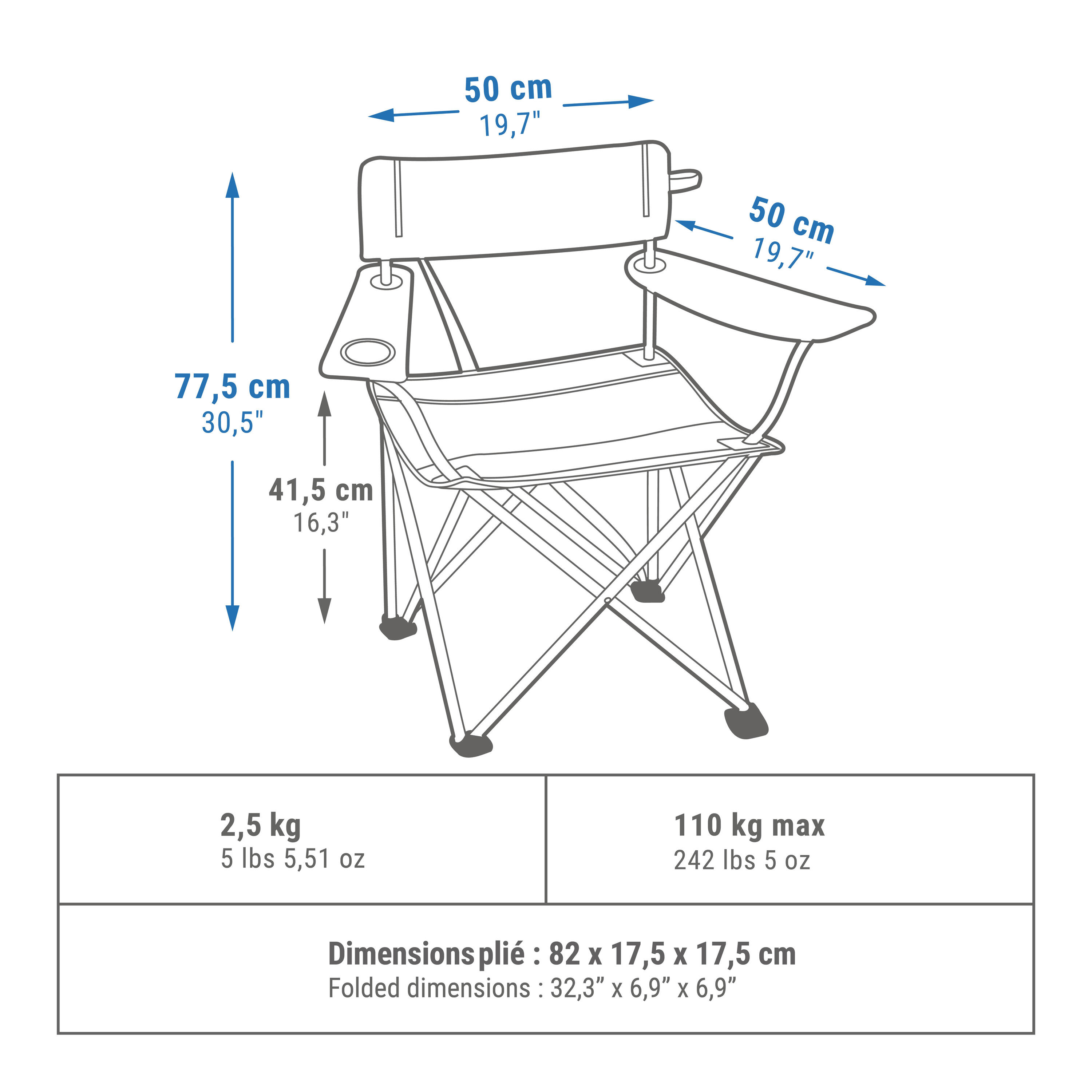 Chaise de camping avec accoudoir, pliante et confortable HellFest 8/20