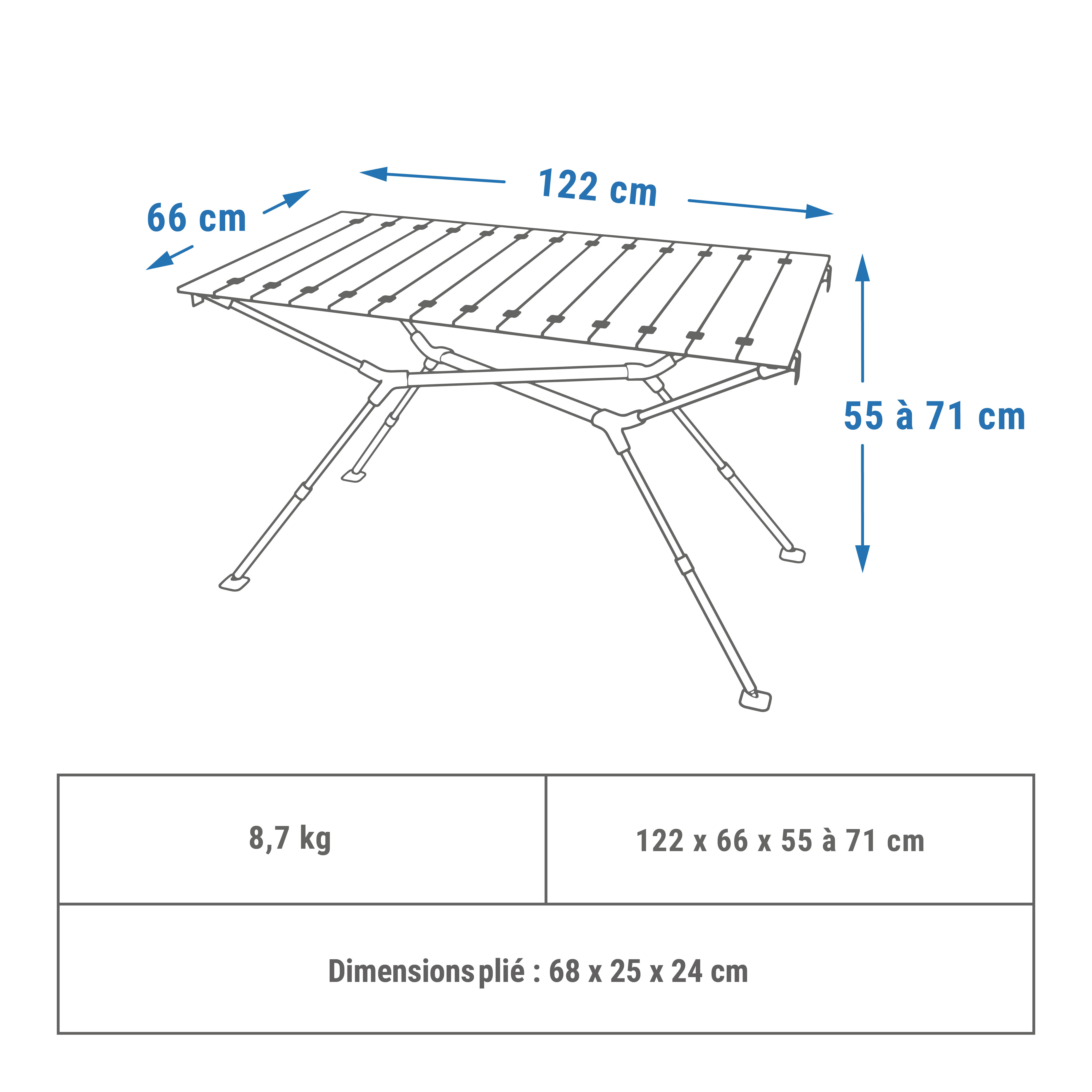 COMPACT 4/6 PERSON CAMPING TABLE - WOODEN TOP - STORAGE POCKET