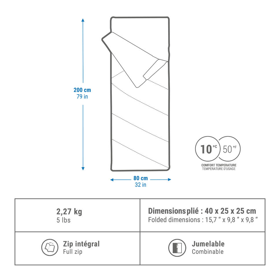 Śpiwór kempingowy Quechua Ultimcomfort 10° bawełna