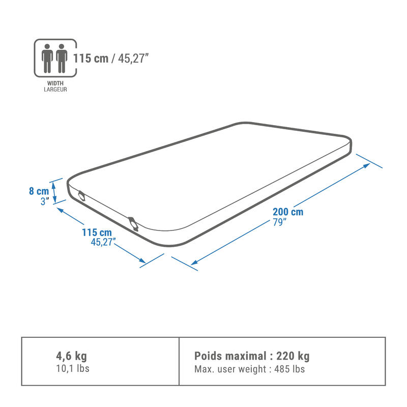 Mata samopompująca Quechua Ultim Comfort 115 cm - dla 2 osób