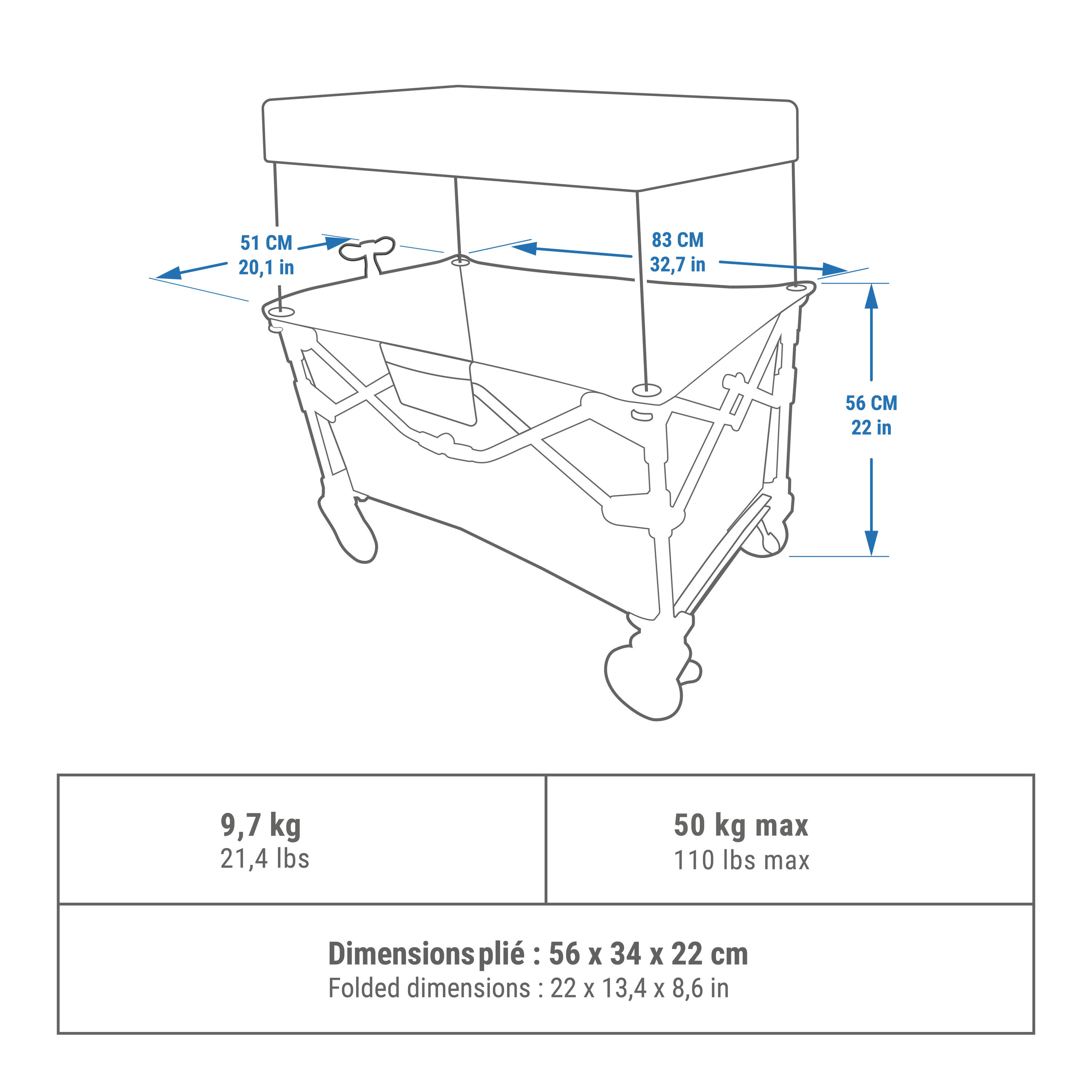 COMPACT TROLLEY FOR TRANSPORTING CAMPING EQUIPMENT - ULTRA-COMPACT TROLLEY 3/9