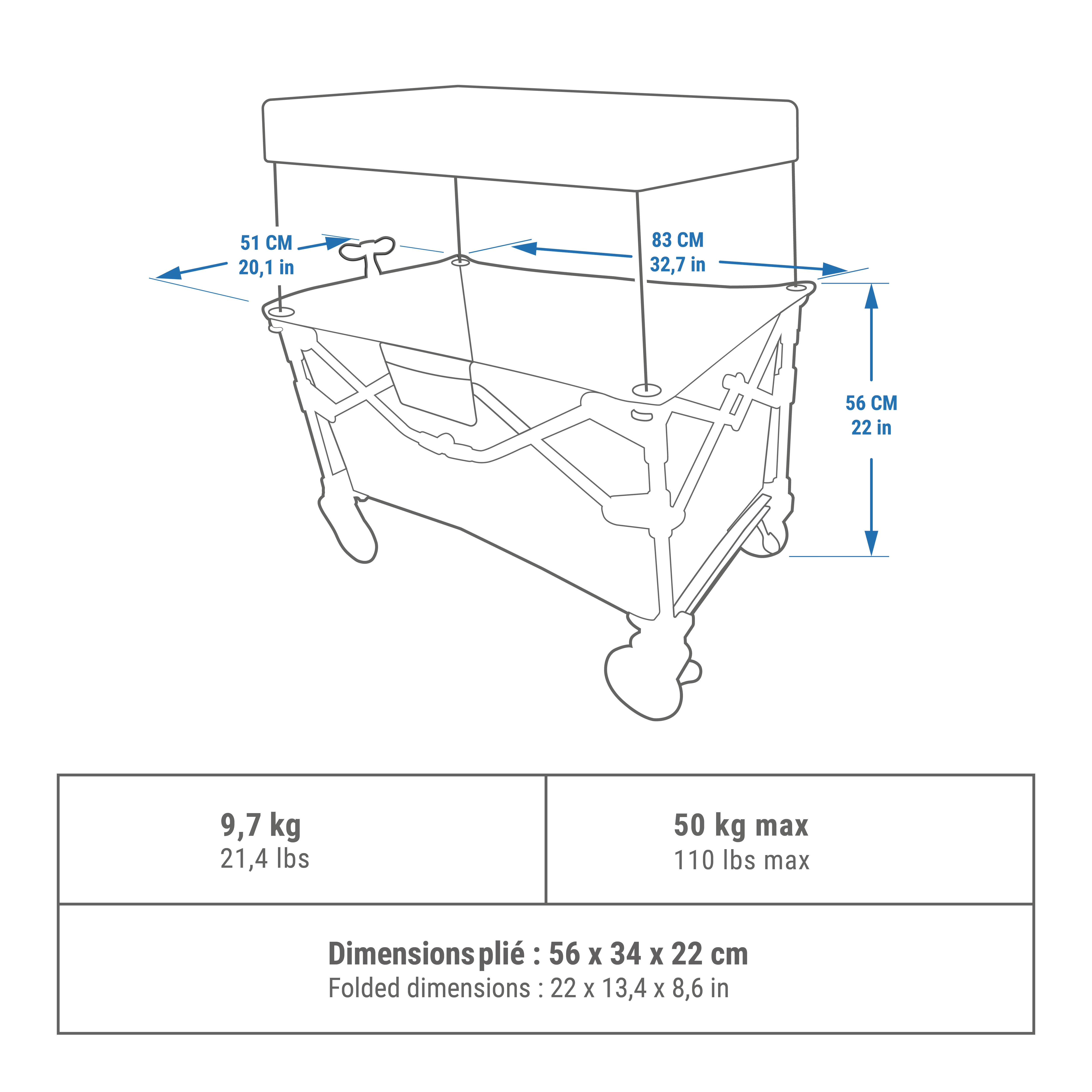 COMPACT TRANSPORT CART FOR CAMPING EQUIPMENT - ULTRA COMPACT TROLLEY